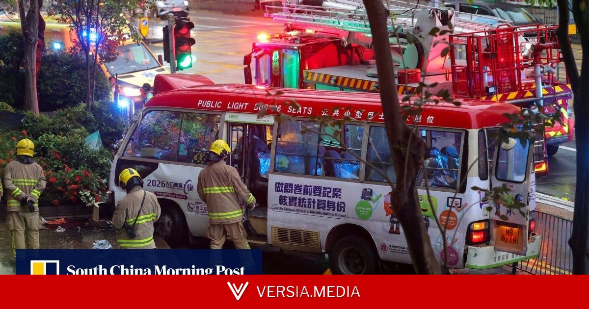 1 dead, 2 seriously injured as minibus mounts pavement, crashes in Hong Kong