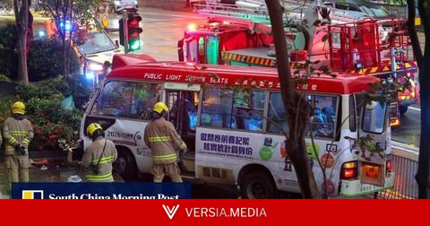 1 dead, 2 seriously injured as minibus mounts pavement, crashes in Hong Kong
